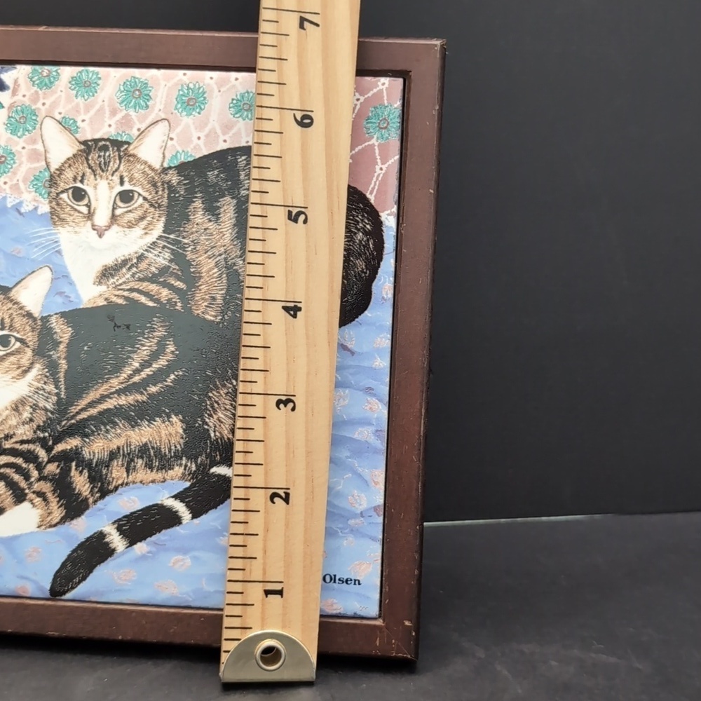 VGT,Avon 1989 Framed Trivet, Features 2 Tabby Cats. - Picture 9 of 9
